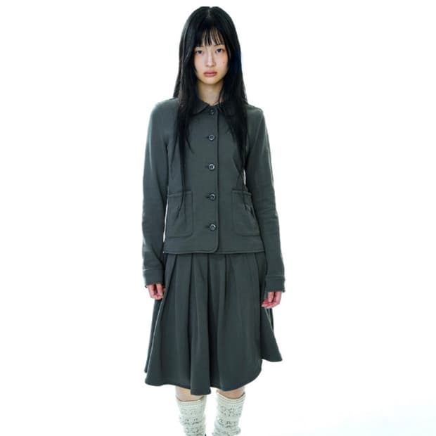 코이세이오 cozy sweat jacket skirt 차콜