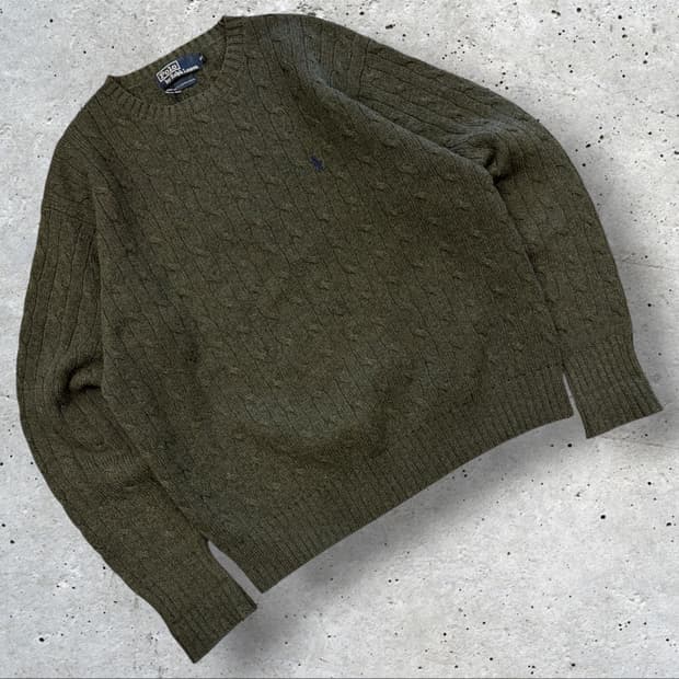 [95] 폴로 랄프로렌 울 케이블 니트 올리브 D386