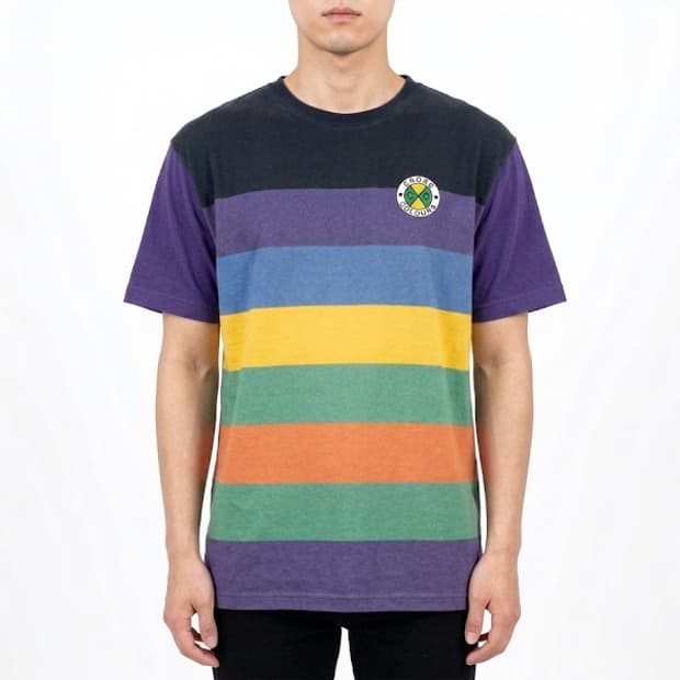 1990s 빈티지 Cross Colours 스트라입 티셔츠