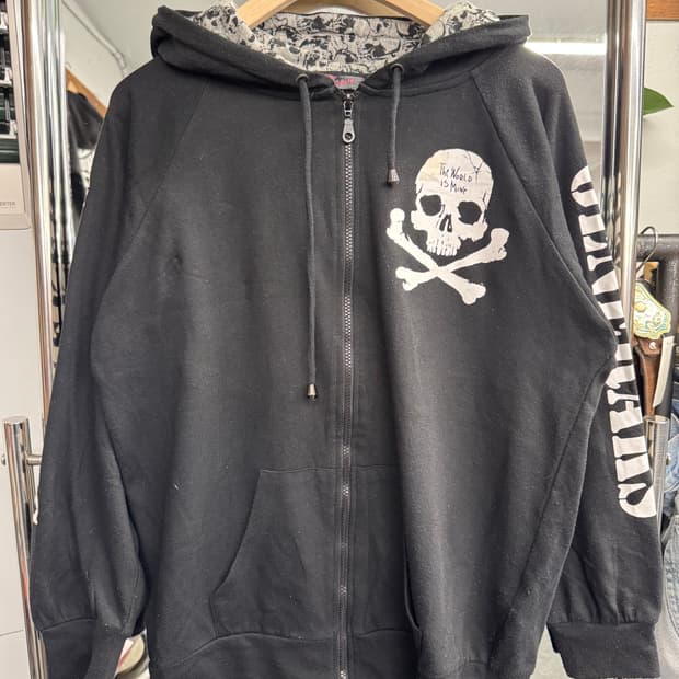 japanese vintage 스컬프린팅 후드 집업