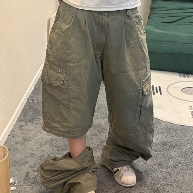 90s 2way workwear khaki cargo pants