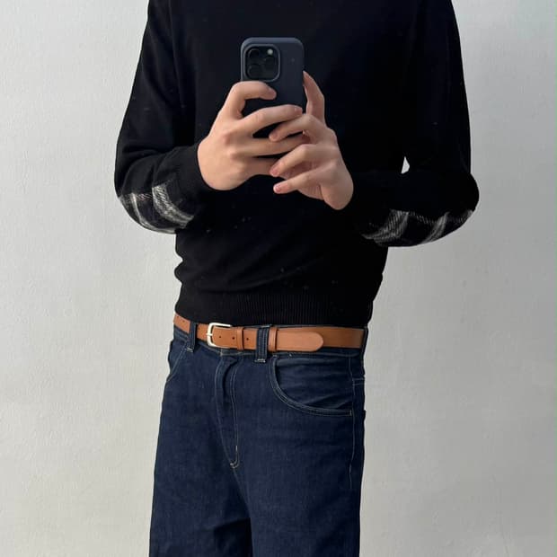 [M] 버버리 노바체크 엘보 패치 메리노울 니트 스웨터