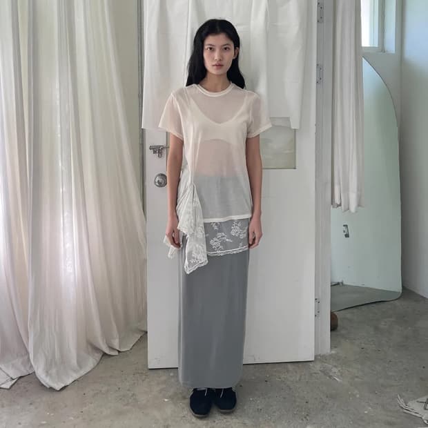 구해요!!!! / Layered lace point dress_cream