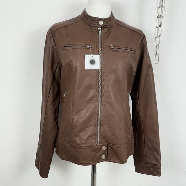 Brown Faux Leather Jacket