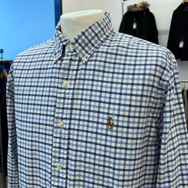폴로 랄프 로렌 블루 체크 셔츠
