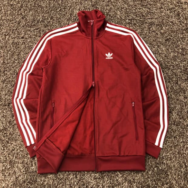 아디다스 베켄바우어 투웨이 버건디 져지 트랙 자켓