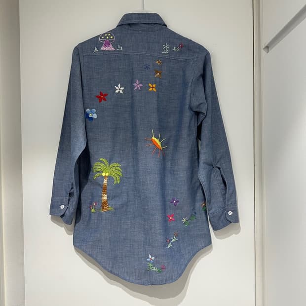 Vintage 60's Chambray Embroidery Shirt