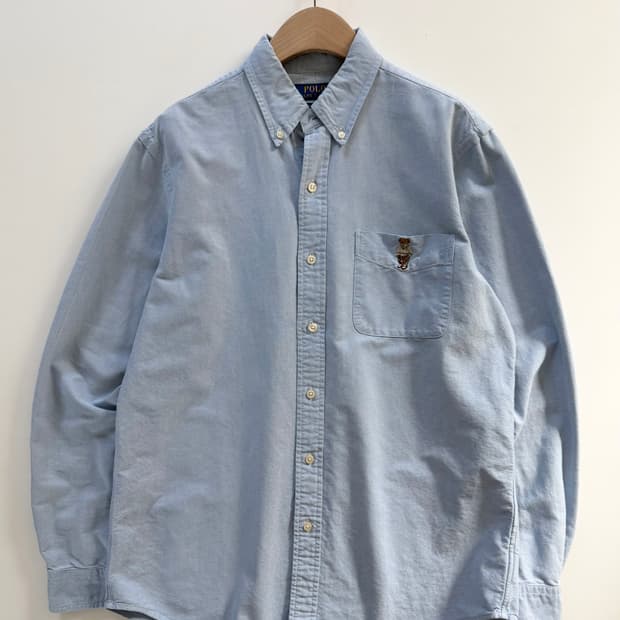 Polo 폴로 랄프로렌 QR신형 스카이블루컬러 포켓베어자수 클래식핏 셔츠