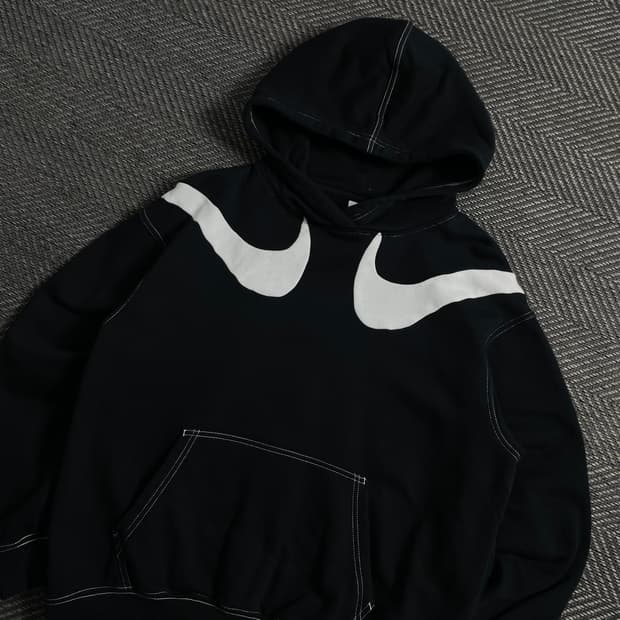 나이키 신형 더블 스우시 블랙 후드 티셔츠y 4124