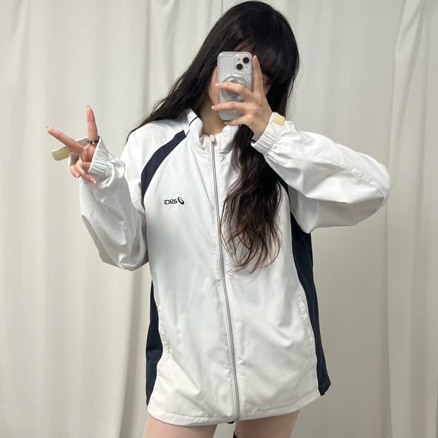 Asics white windbreaker