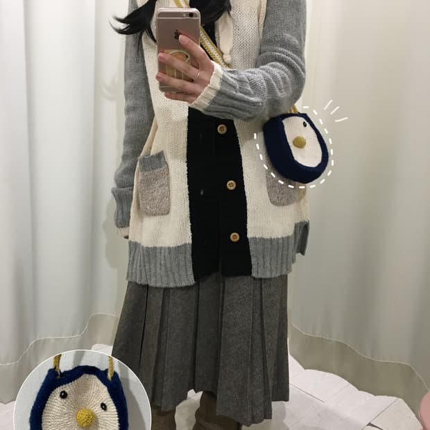 펭귄 뜨개 가방