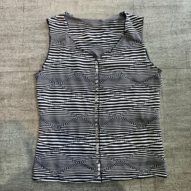 일본빈티지 핀터깔y2k 보헤미안락펑크 슬리브리스 나시탑