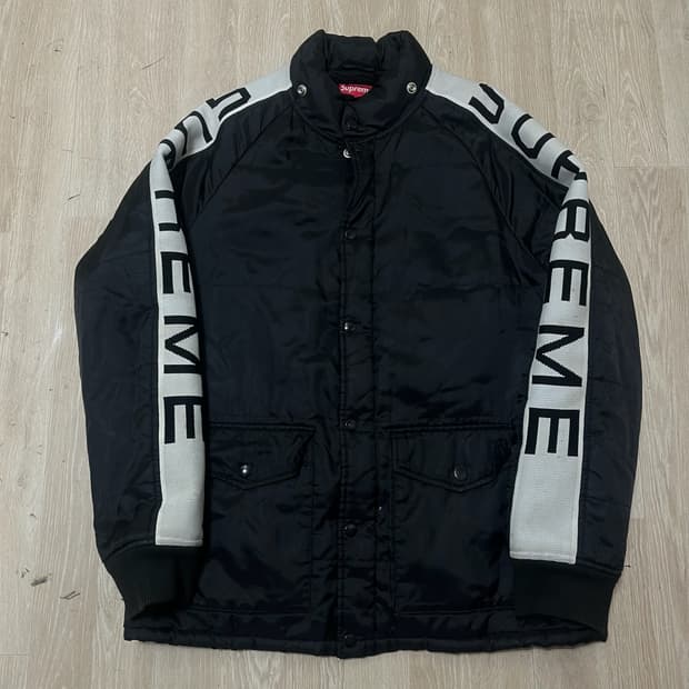 슈프림 사이드라인 빅로고 나일론 패딩 점퍼 L 
