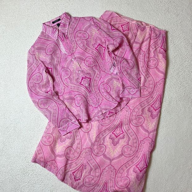 버버리 00's 100% 실크 페이즐리 셔츠 세트 PN7569