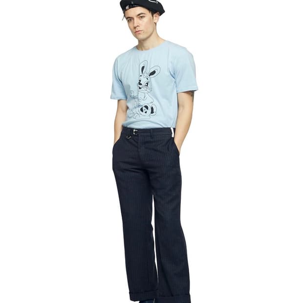 조거쉬 아카이브 네이비 스트라이프 울 트라우저