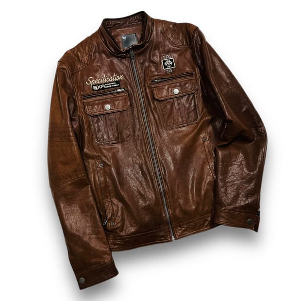 EXR 2010s 웨스턴 다크 브라운 바이커 양가죽 자켓