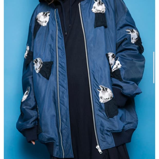 캔디스트리퍼 고양이 자수 MA-1 블루종