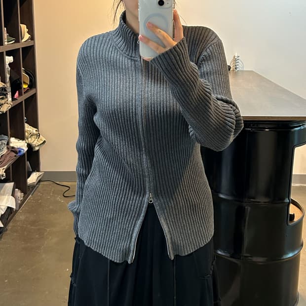 2way 하이넥 니트 집업