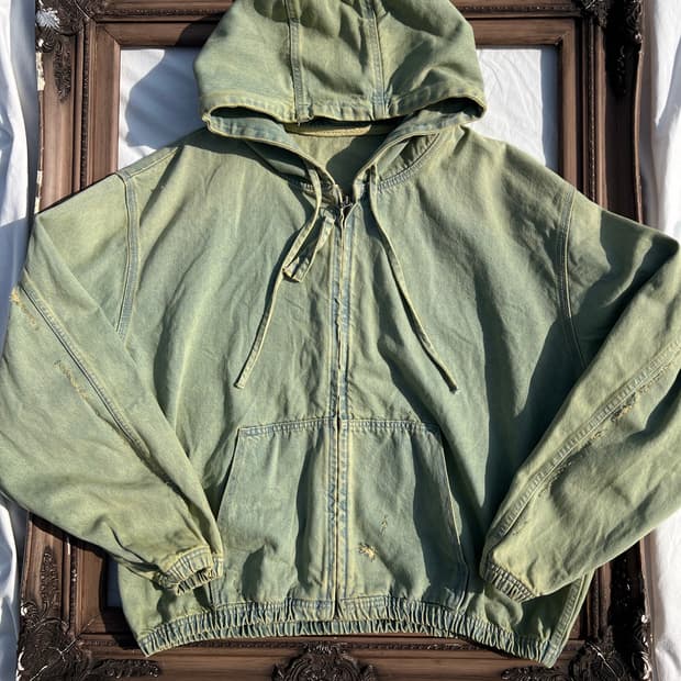 데미지 후디 데님 자켓