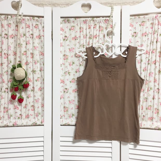 빈티지 모리 초코 단추 슬리브리스 