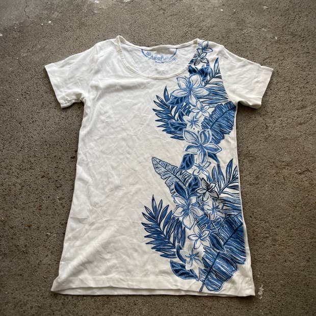 (Kahiko)blue leaf sleeve t