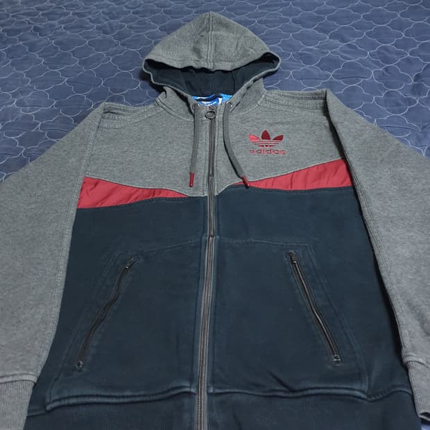 아디다스 빈티지 후드 짚업 자켓  (S)