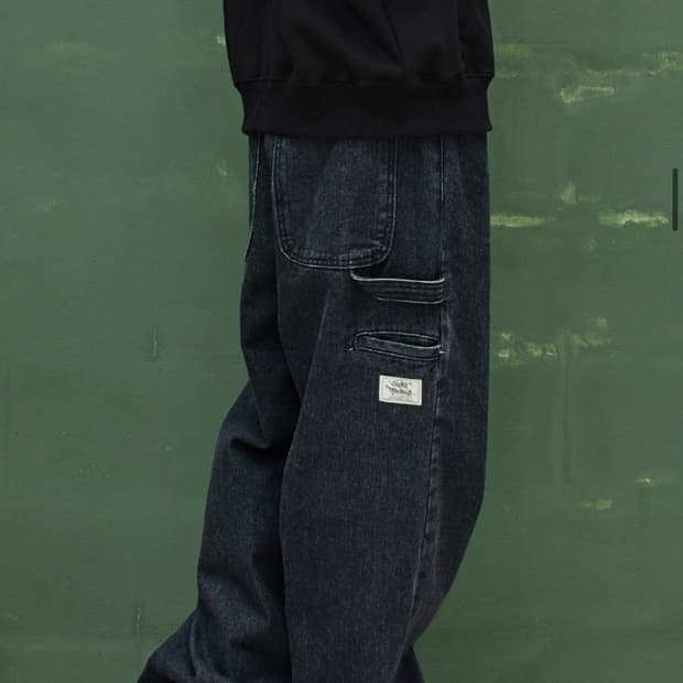고스트리퍼블릭 카펜터 와이드 데님 팬츠 GLP-514 흑청