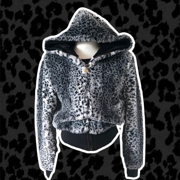 호피 크롭 퍼 자켓