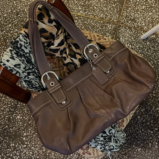 코치 브라운 숄더백 