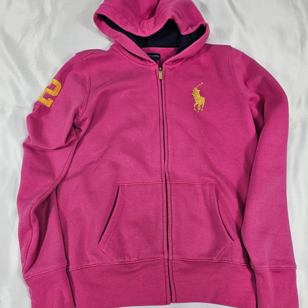 폴로빅포니후드집업핑크