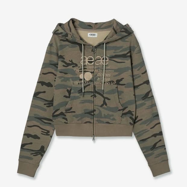 aeae 카모 후드집업 WEB LOGO CROP HOOD ZIP UP