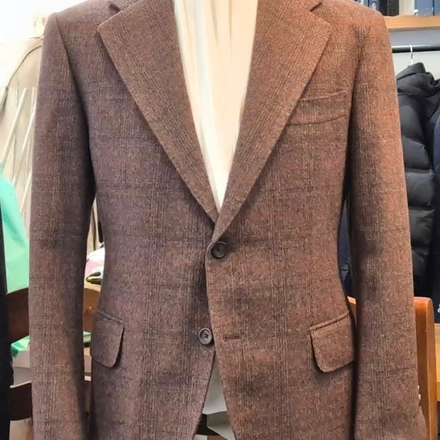 브라운 체크 플란넬 자켓