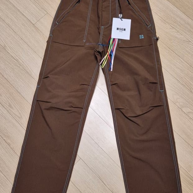 MSGM 브라운 립스탑 스트레이트 팬츠