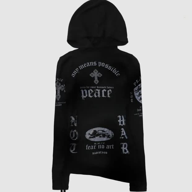배드블러드 PEACE NOT WAR 슬림 컷아웃 후드