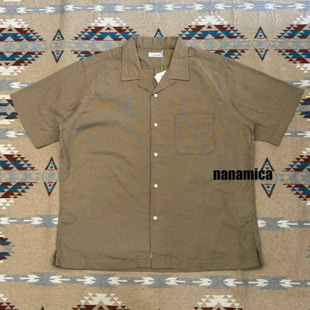[M][100] 나나미카 오픈카라 파나마 숏슬리브 셔츠 베이지