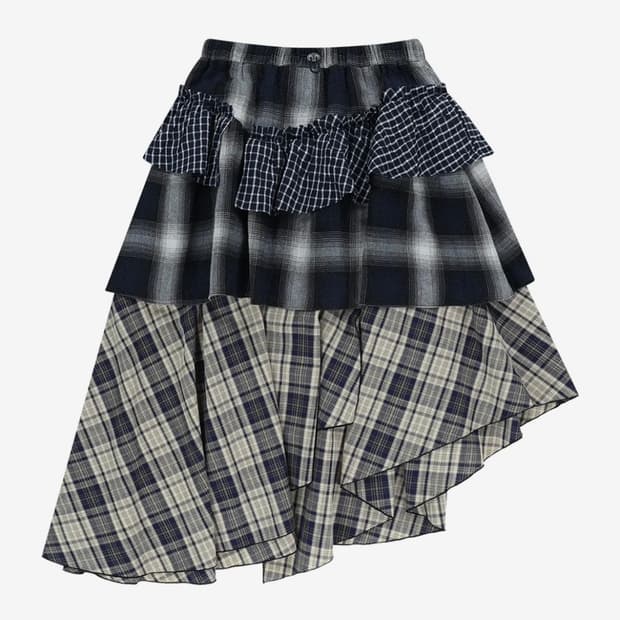 뚜오미오 MIXED TIERED SKIRT [CHECK]