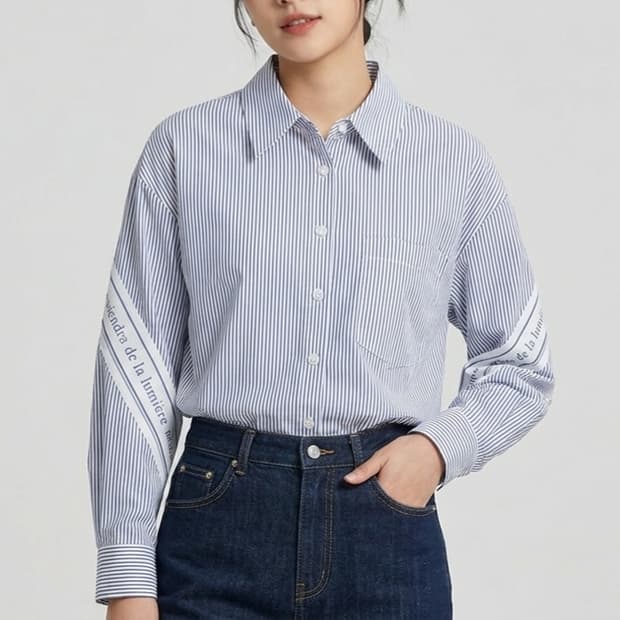 [F]SOUP 숲 레터링 스트라이프 셔츠