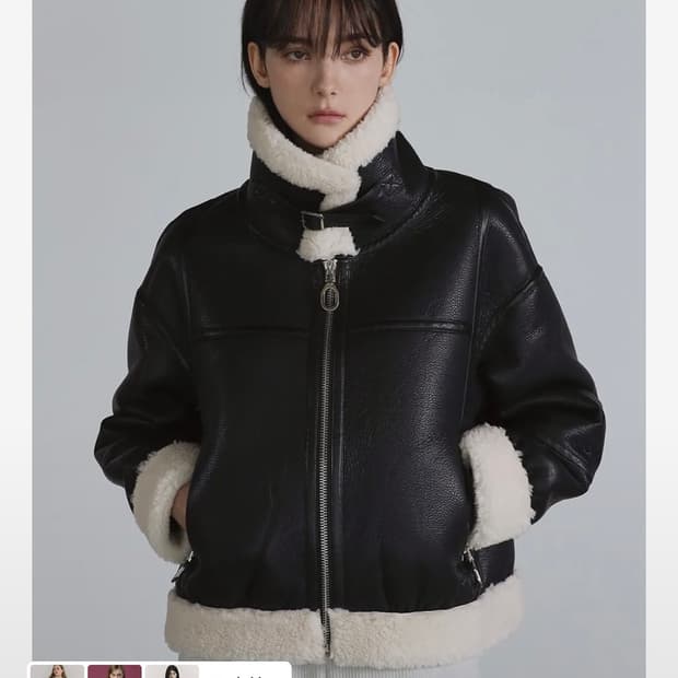 더그린랩 에코퍼 하이넥 무스탕 자켓 블랙