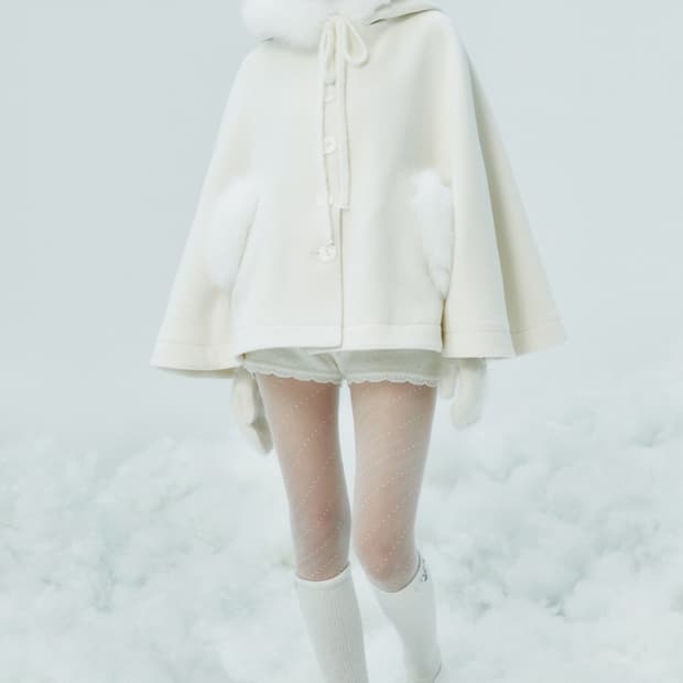 더티스 리얼 폭스퍼 스노우 케이프 코트 Thetis