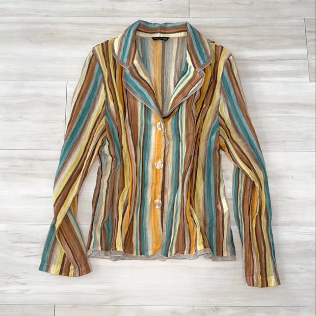 Earthy Tone Sheer Stripe Jacket