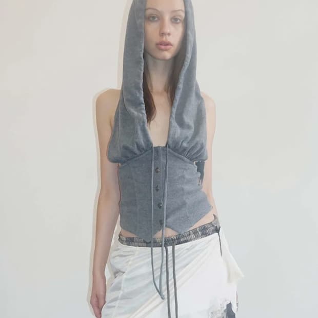 스컬프터 슬리브리스 후디 멜란지 m