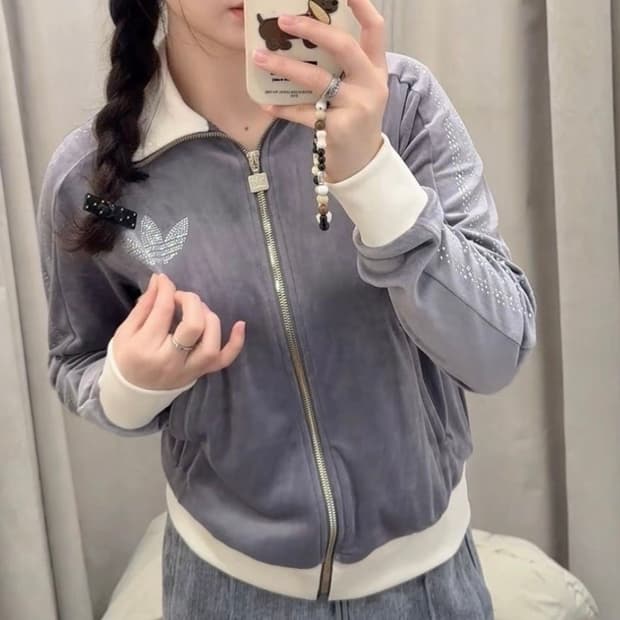 아디다스 프렘 라인스톤 트랙탑 져지 집업 자켓 