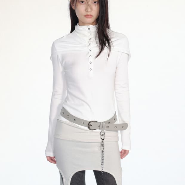 세릭 가터 코튼 스커트 탑 레이어드 라이트그레이