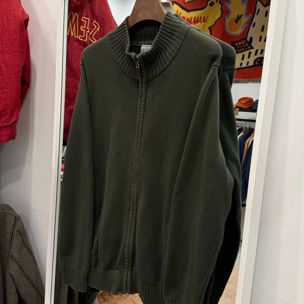 00s L.L.Bean 엘엘빈 코튼 니트 집업 (khaki)