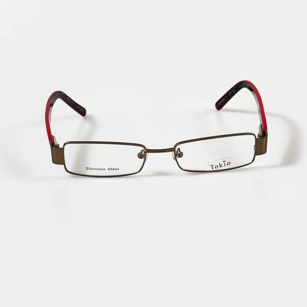 90s TOKIO 브라운 메탈 슬림 스퀘어 빈티지 안경