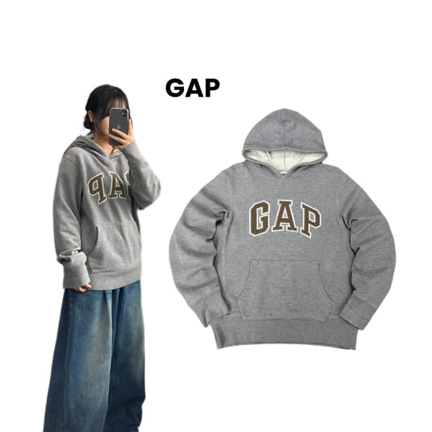 갭 Y2K 빅로고 후드티 그레이
