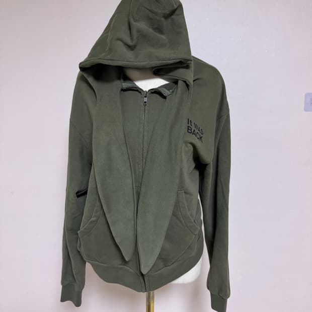 스탠드 얼론 카키 후드 집업 