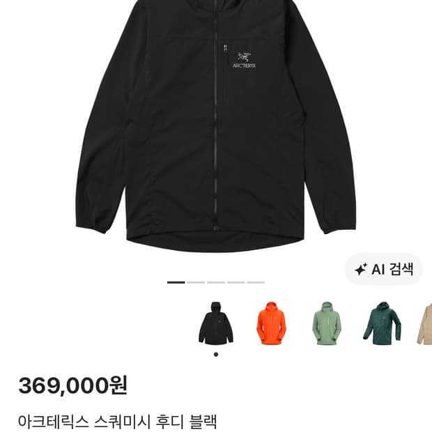 아크테릭스 스쿼미시 후디 블랙