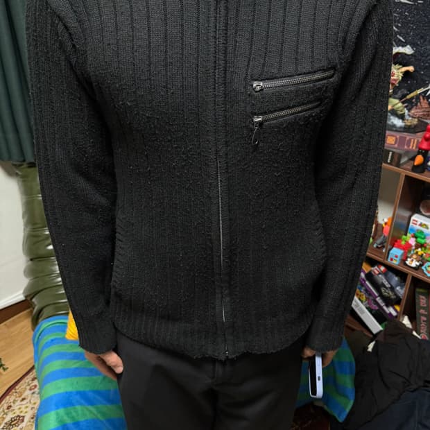일본 빈티지 지퍼 집업 가디건 블랙