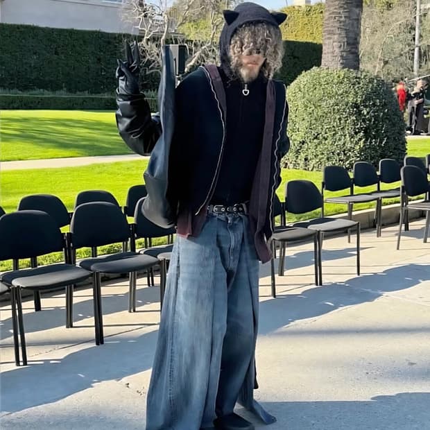 발렌시아가 레이어드 진 중청 데님